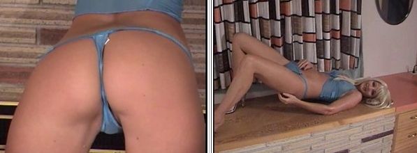 Cassie teases in a thong